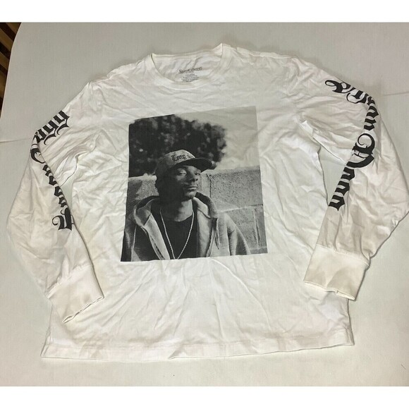 2018 Spanky's Snoop Dogg White Long Sleeve Rap Tec T-Shirt Size Medium - Picture 1 of 9